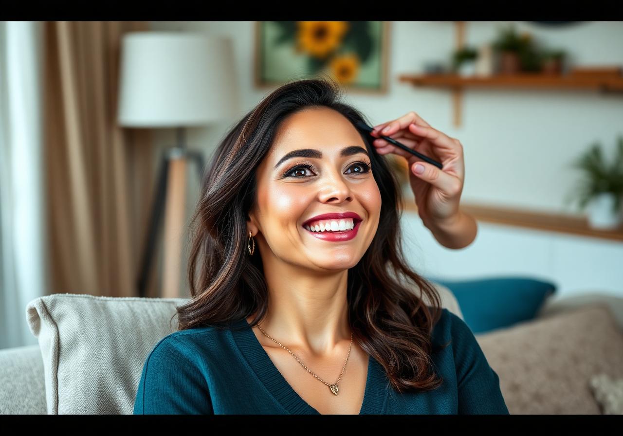 Cliente recebendo atendimento de beleza em casa